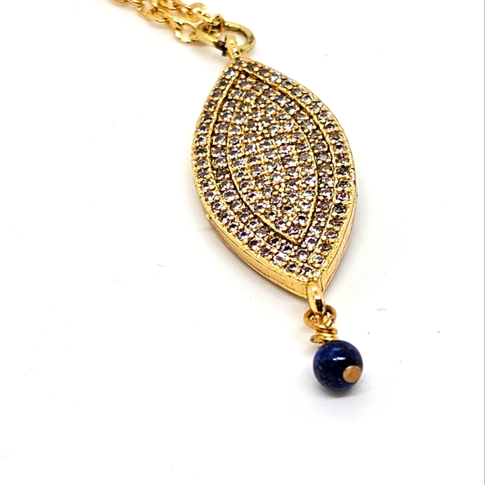 NWT Gold Fill Finding and Chain with Flash Rhinestones and Lapis Lazuli